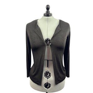 Women’s Chico’s Size 2XL Dark Grey Long Sleeve Cardigan with Single Shell Button